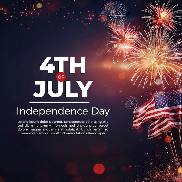 Vector 4th of july independence day poster banner flyer background template with the greeting