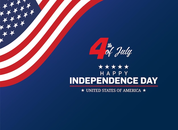 7月4日 - アメリカ合衆国独立記念日アメリカ国旗を背景にしたグリーティングカード
