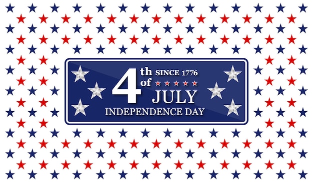 4th of July Independence Day with national flag of United states American flag and text on stars background for independence day