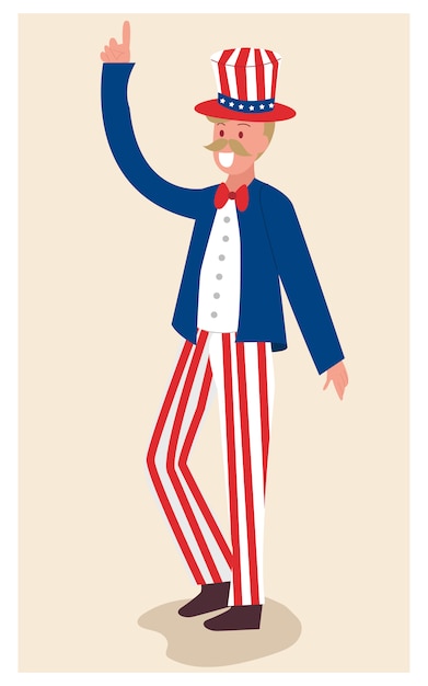 4th of July ,independence day with uncle sam character cartoon.