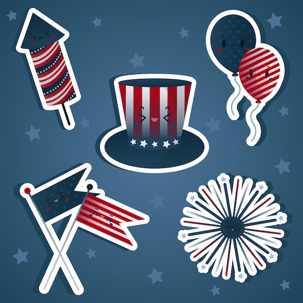 4th Of July Kawaii Stikers