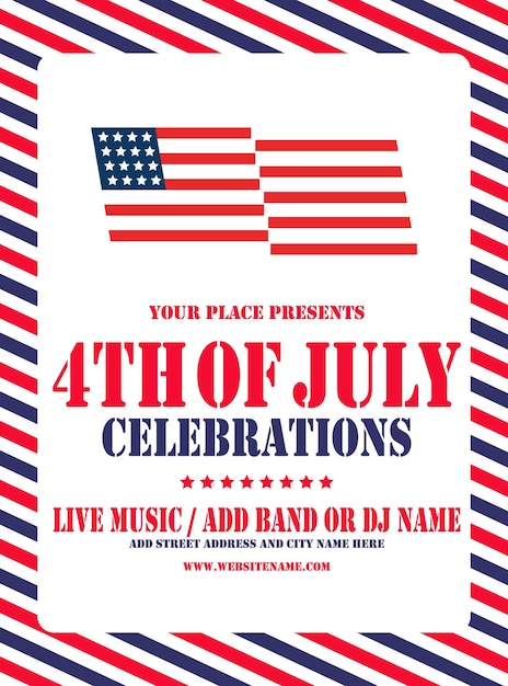 Vector 4th of july party celebration poster flyer social media post design