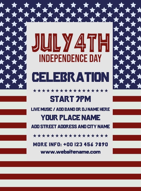 4th of July party flyer poster or social media post design