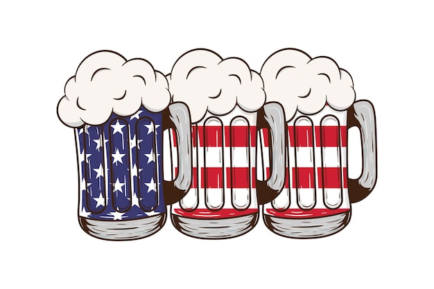 4th of July patriotic Beer American Flag