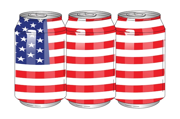 Vettore 4 luglio lattine di birra patriottiche con bandiera americana