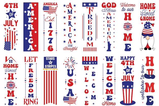 4ft 4th of july wooden porch sign svg