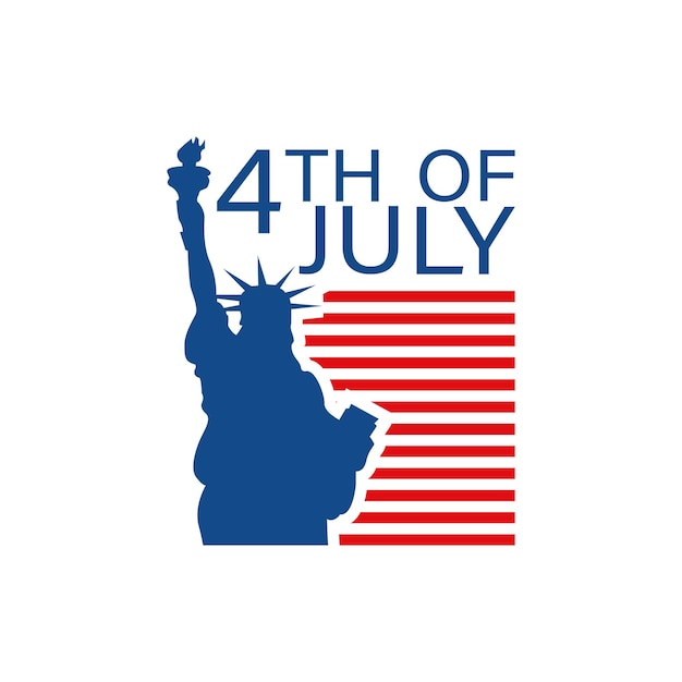 4th of July poster with The Statue of Liberty USA independence day vector illustration in flat