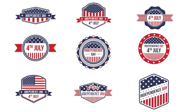 Vector 4th of july retro badges