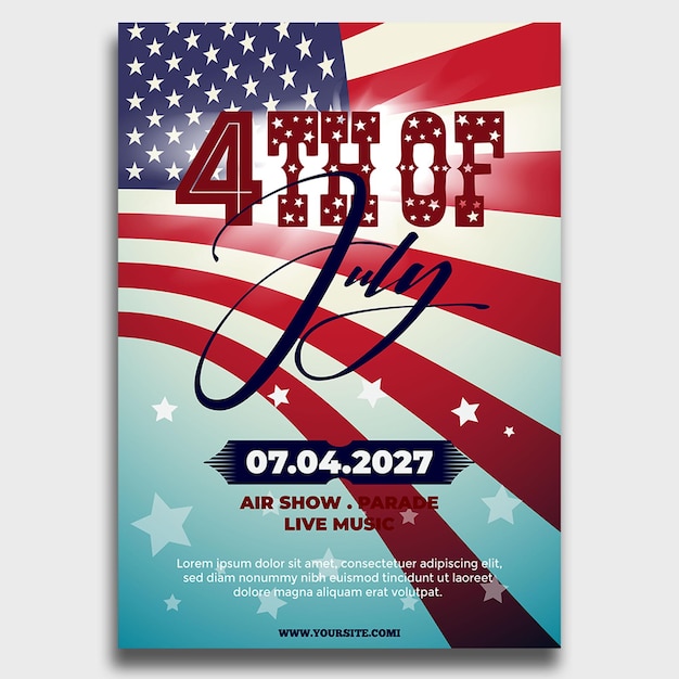 4th of july social media post and flyer template design