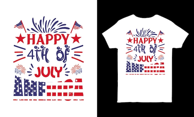 7月4日Tシャツデザインハッピー独立記念日USATシャツ