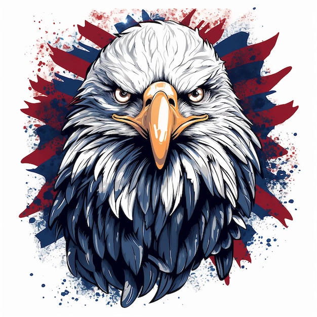 4th of july us flag eagle best selling tshirt design vector white background hyper detailed 8k