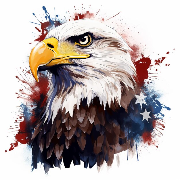 4th of july us flag eagle best selling tshirt design vector white background hyper detailed 8k
