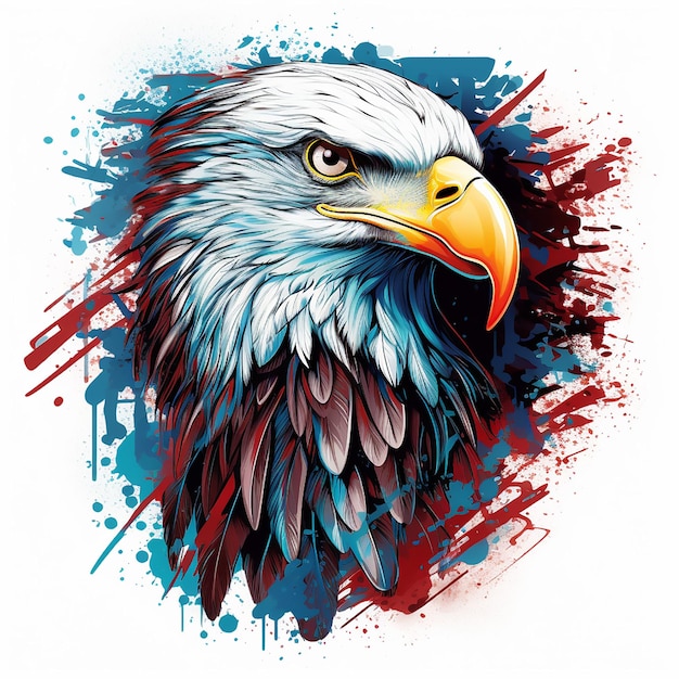 4th of july us flag eagle best selling tshirt design vector white background hyper detailed 8k