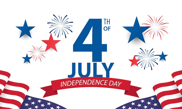 Vector 4th of july usa celebration of independence day banner illustration