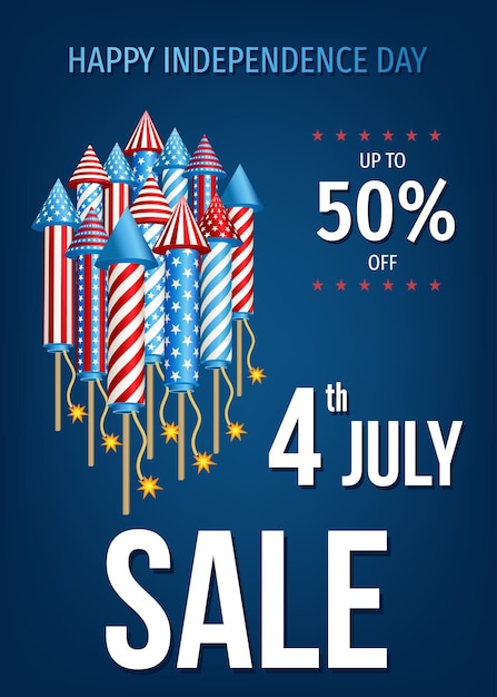 4th of july usa happy independence day sale banner