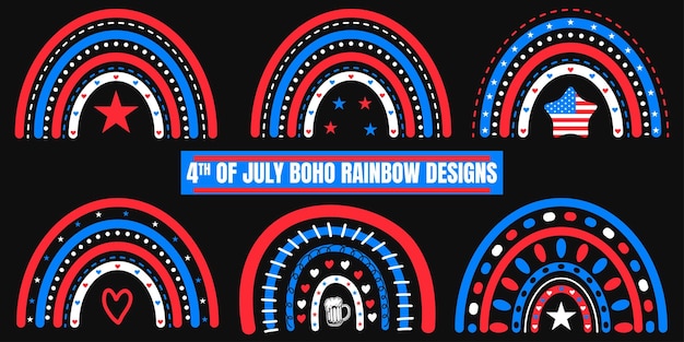 4th of July USA independence day tshirt designs boho rainbow pattern