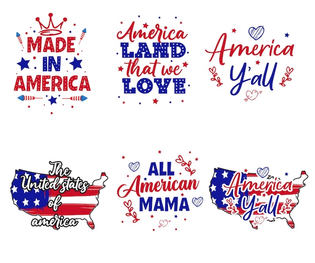 4th of July use independent day Quotes tshirt design set Memorial Day tquotes design set