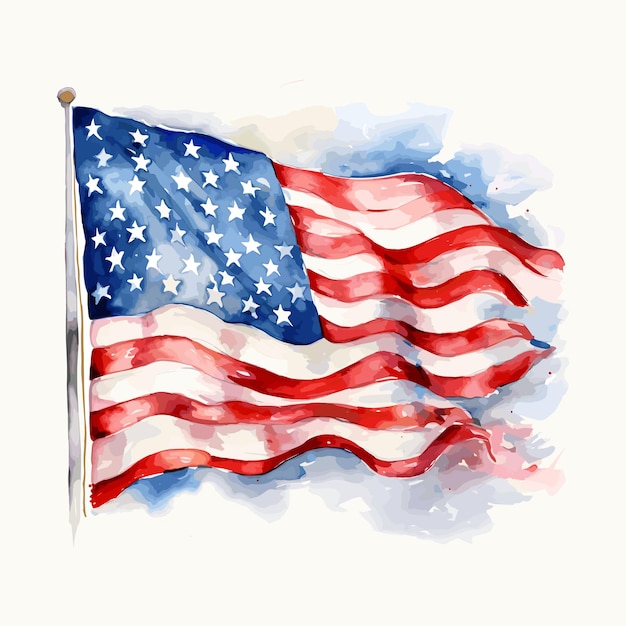 4th of July Watercolor US Flag