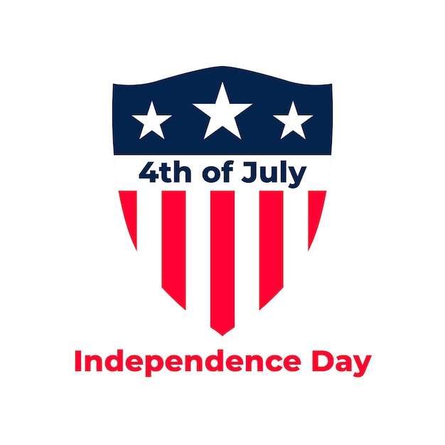 4th of july with shield american flag independence day element vector illustration