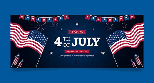 4th of july horizontal website banner template editable vector