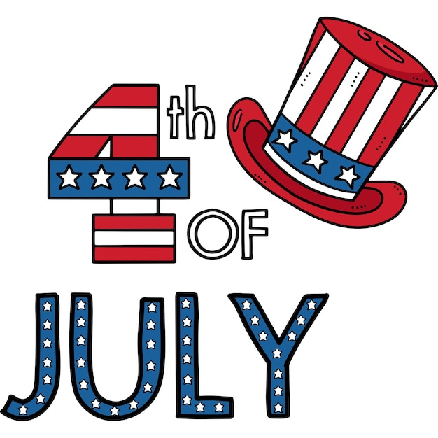 4th of july met een uncle sam hat cartoon clipart