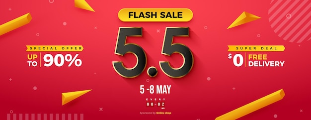 5 5 Flash sale with gold edged numbers