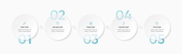 5 grandi passi numero design infografica design moderno e futuro blu infografica 5 passi con testo di layout circolare