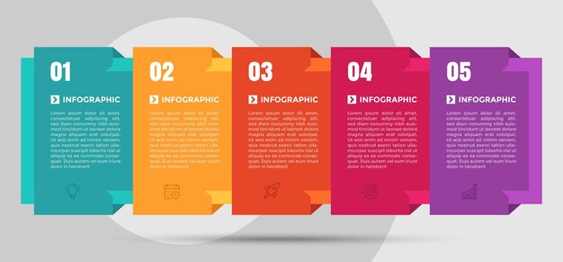 5 Colour Timeline Step Infographic Template