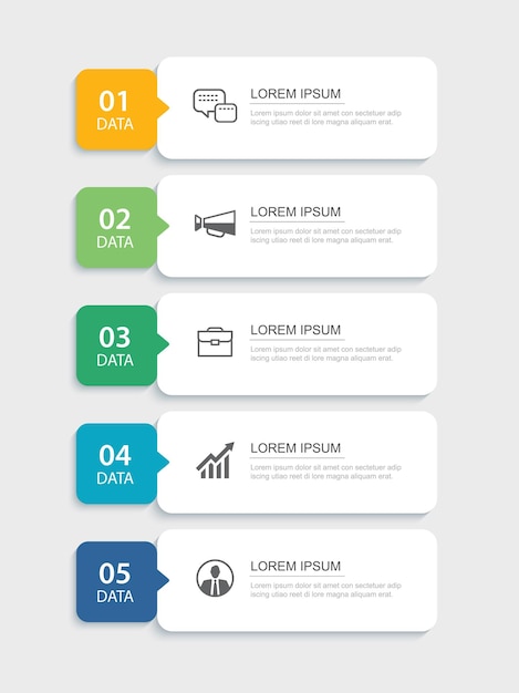 5 data infographics rectangle tab index template Illustration business abstract background