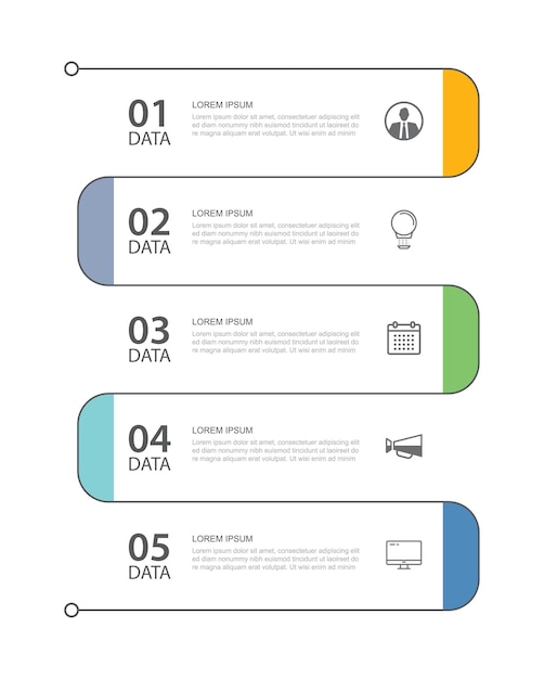 5 dati infografica scheda modello di indice a linea sottile. fondo dell'estratto dell'illustrazione di vettore. può essere utilizzato per il layout del flusso di lavoro, passaggio aziendale, banner, web design.