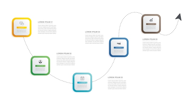 Vector 5 data infographics tijdlijn sjabloon illustratie business abstract achtergrond