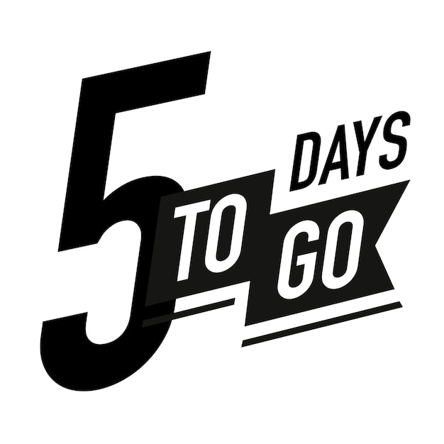 5 days to go timer vector label black color