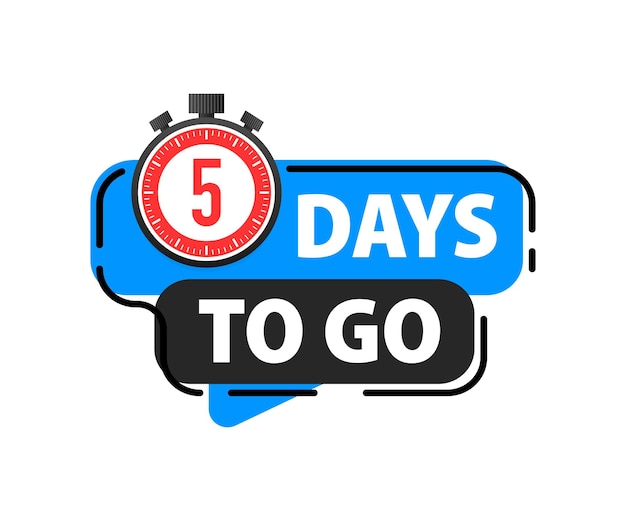 5 days to go icon days left badges aanbieding countdown datum nummer timer zandloper icoon