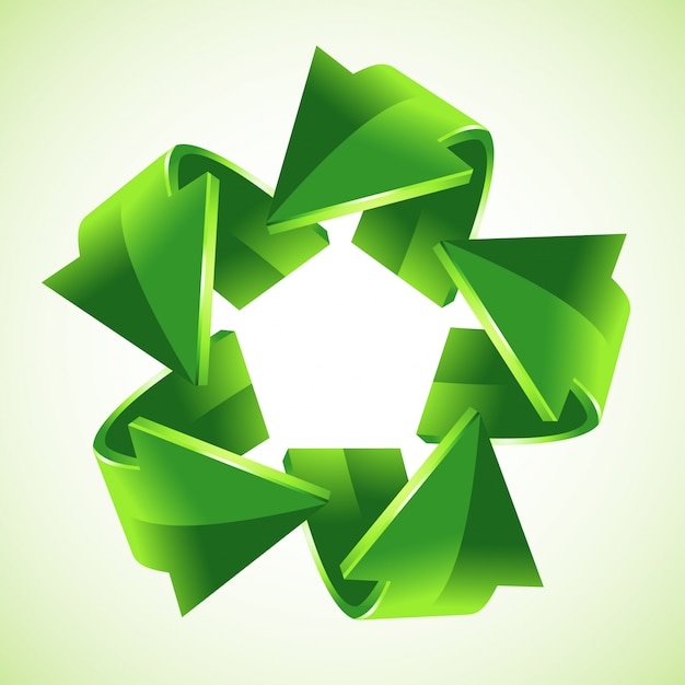 5 groene recyclingspijlen, illustratie