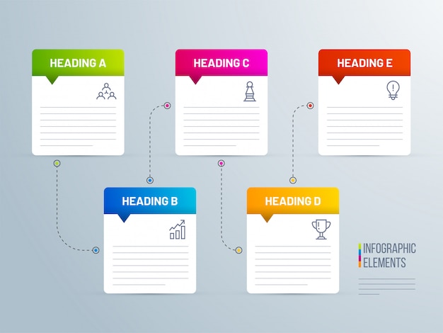 Infografica in stile nota adesiva a 5 livelli