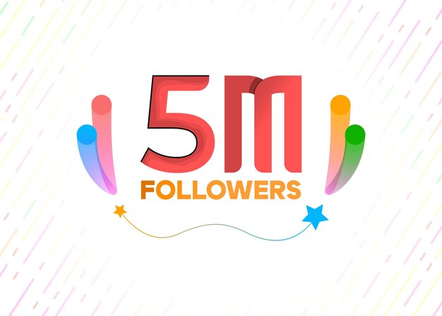 Vector 5 million followers followers banner 5 million poster follower icon 5 million followers label