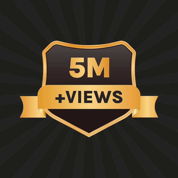 5 million views badge or golden 5m views label