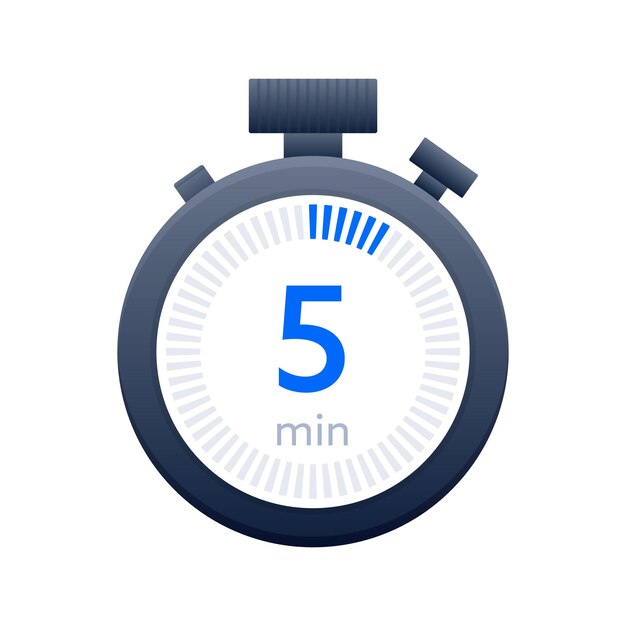 Vector 5 min timer and stopwatch icons countdown symbol kitchen timer icon vector illustration