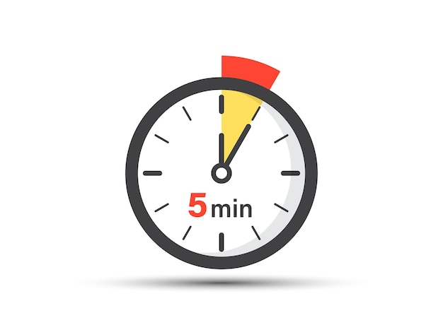 Вектор 5 минут на иконе секундомера в плоском стиле векторная иллюстрация таймера на изолированном фоне бизнес-концепция знака обратного отсчета