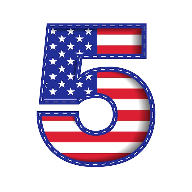 5 numero numerico carattere lettera usa independence memorial day carattere bandiera degli stati uniti d'america