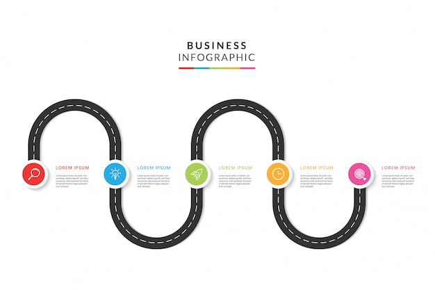 5 옵션 및 단계 인포 그래픽 템플릿 디자인