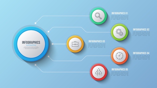  5 options infographic design, structure chart, presentati