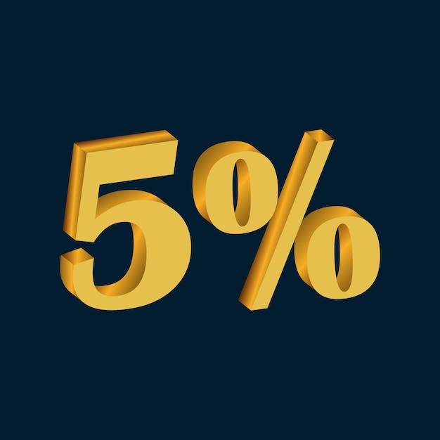 5 percent sign 3d rendering isolated