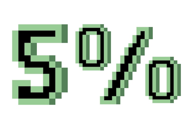 5 процентов с пиксельной иллюстрацией 3d Vector