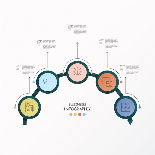 5 procescirkels infographic