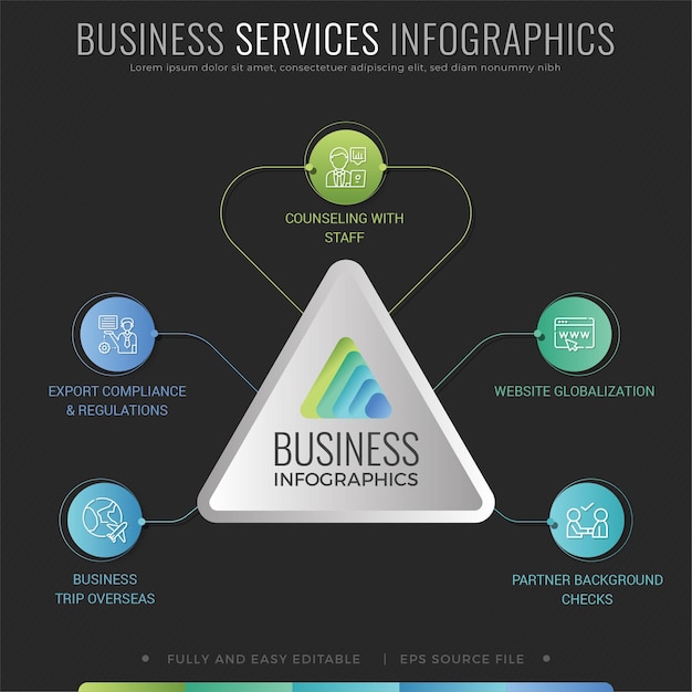 5 punten kleurrijk infographics ontwerpelement