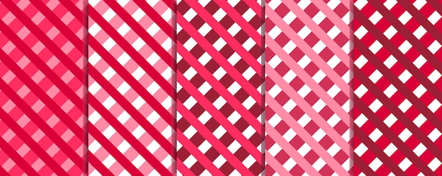 5 seamless checkered patterns in magenta tones