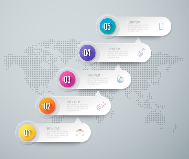 5 stappen bedrijfs infographic elementen voor de presentatie