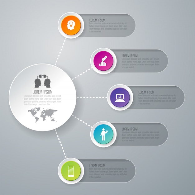 5 stappen bedrijfs infographic elementen voor de presentatie