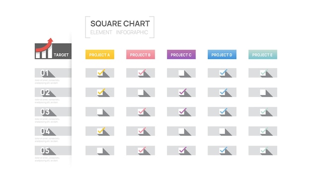 Vector 5 stappen gantt-diagram tijdlijn infografische sjabloon moderne checklist element tijdlijn diagram